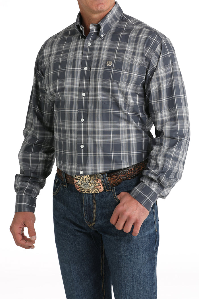 Men’s Cinch Plaid Blue/Grey Western Shirt