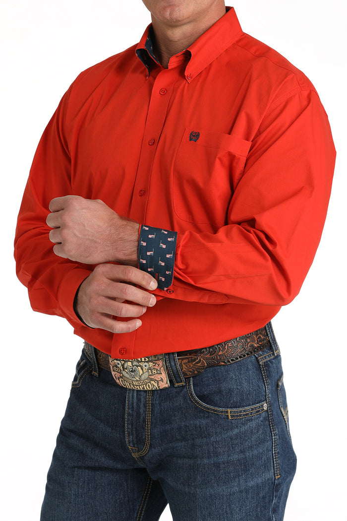 Men’s Cinch Solid Red Patriotic Western Shirt