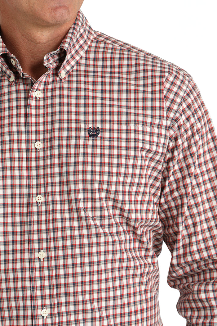 Men’s Cinch Cream/Red Plaid Western Shirt