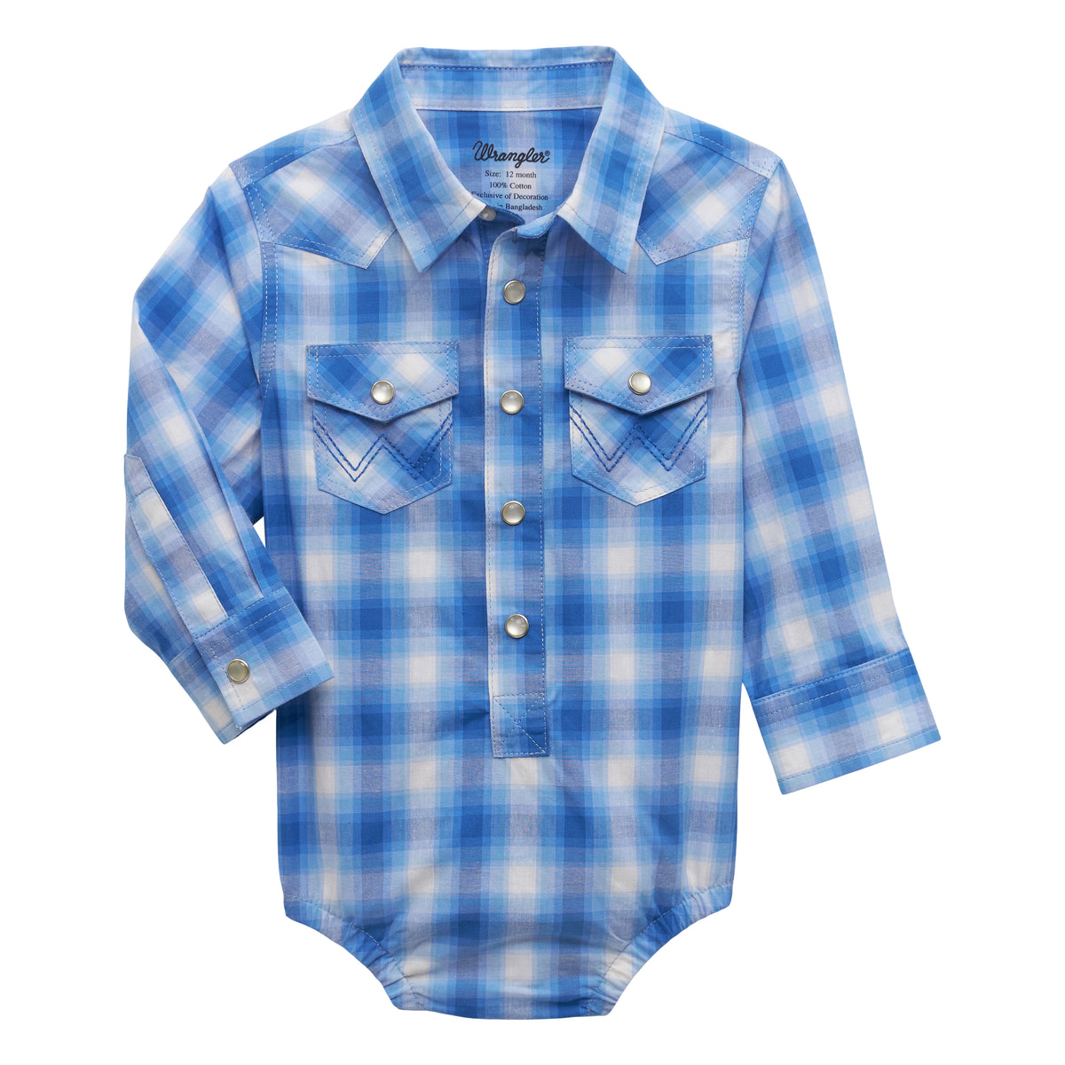 Infant Boy’s Wrangler Blue Plaid Onsie