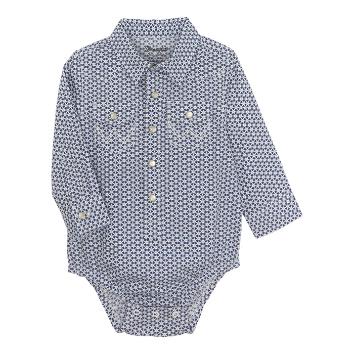 Infant Boy’s Wrangle Blue/Navy Print Onsie