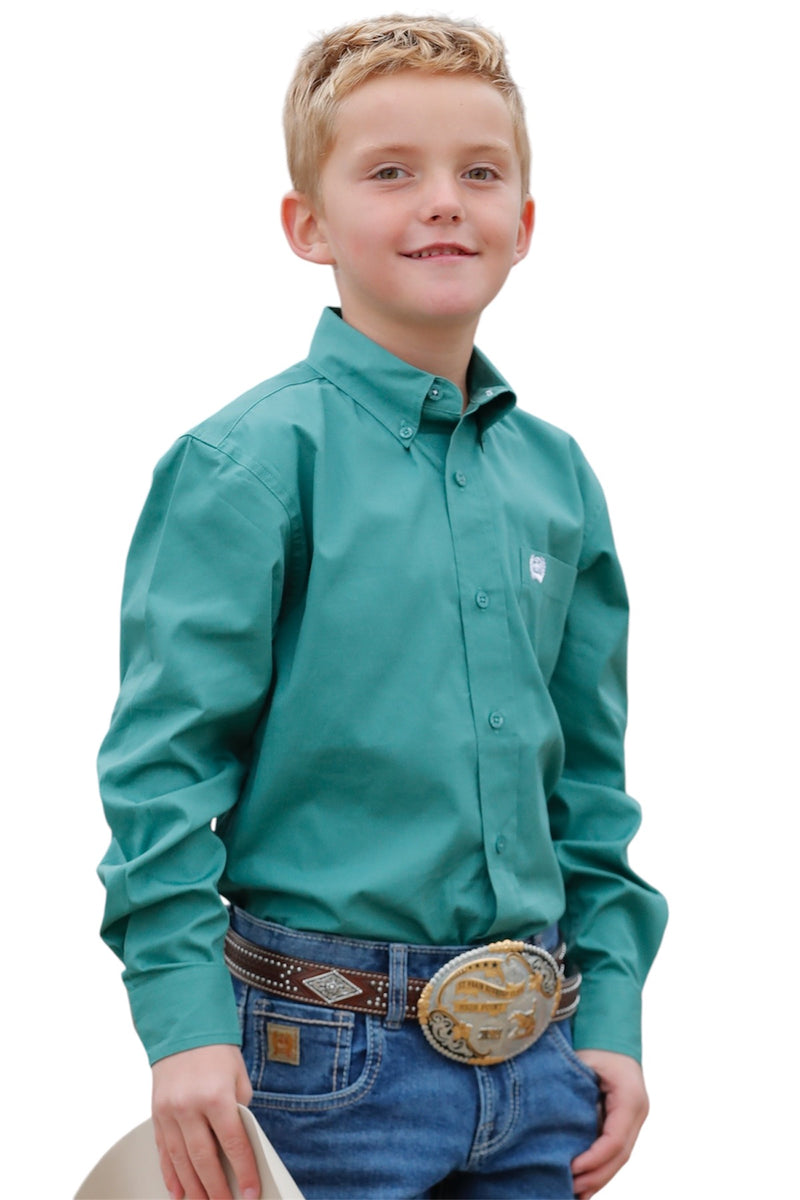 Boy’s Cinch Solid Teal Western Shirt