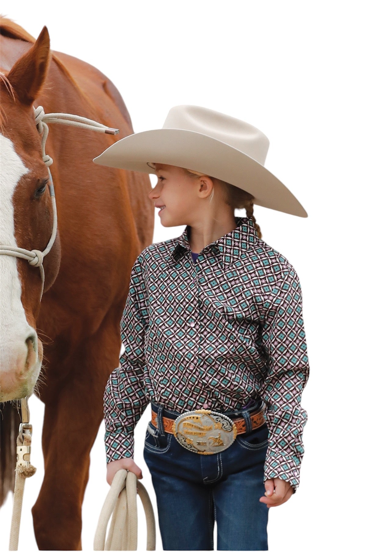 Girl’s Cinch Black Floral Print Western Shirt