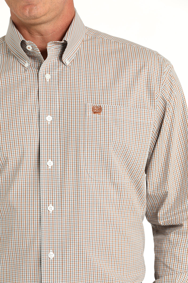 Men’s Cinch White/Rust Plaid Western Shirt