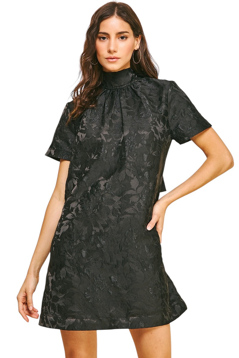 Ladies Black Embossed Floral Dress