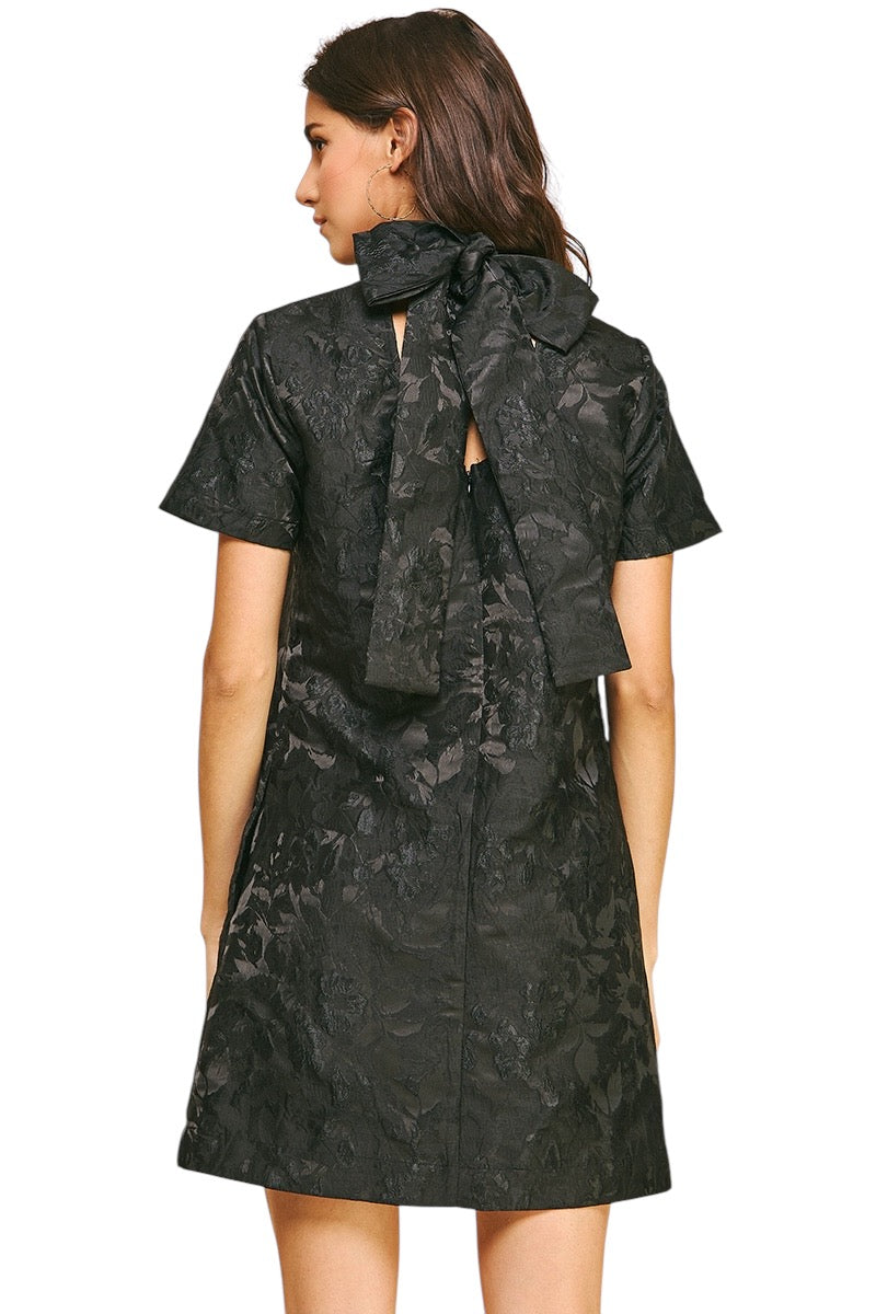 Ladies Black Embossed Floral Dress