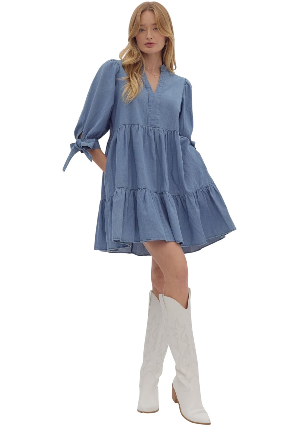 Ladies Denim Tiered Dress