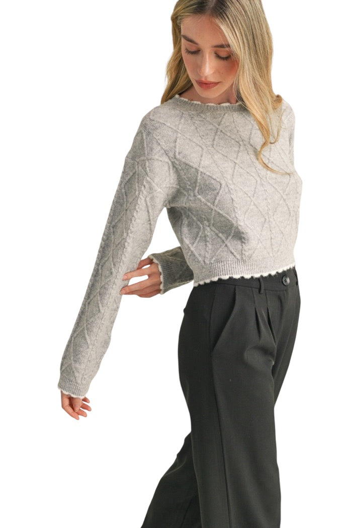 Ladies Cabel/Scallop Sweater