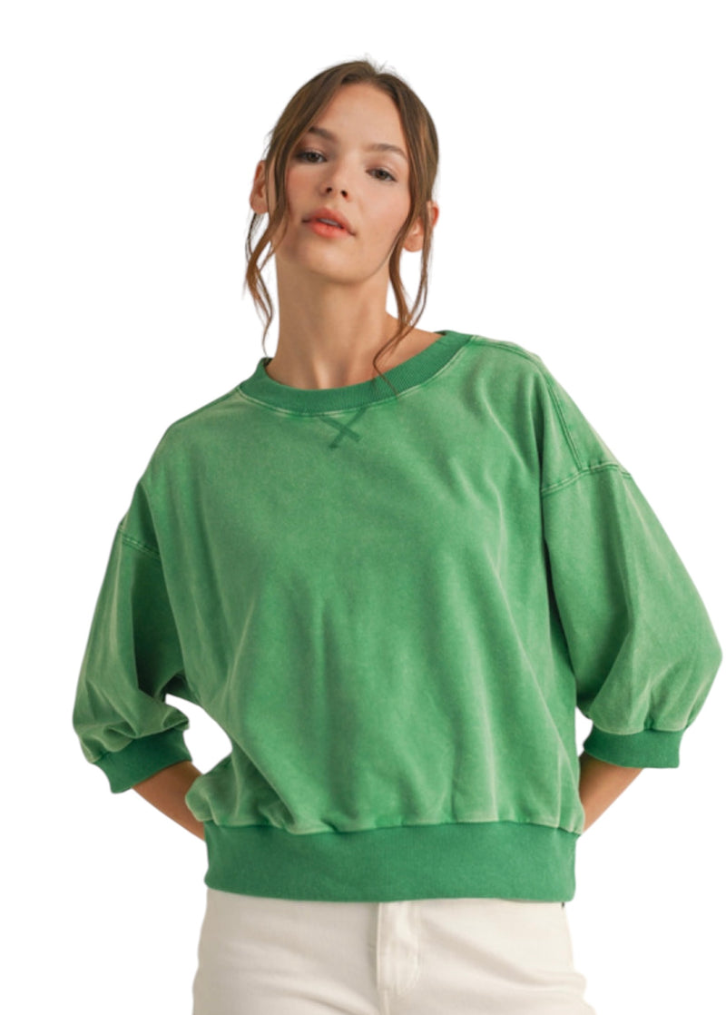 Ladies Short Sleeve Green Sweatshirt