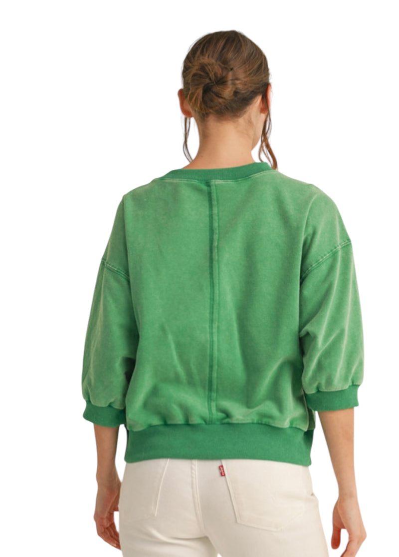 Ladies Short Sleeve Green Sweatshirt