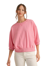 Ladies Short Sleeve Pink Sweatshirt