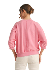 Ladies Short Sleeve Pink Sweatshirt