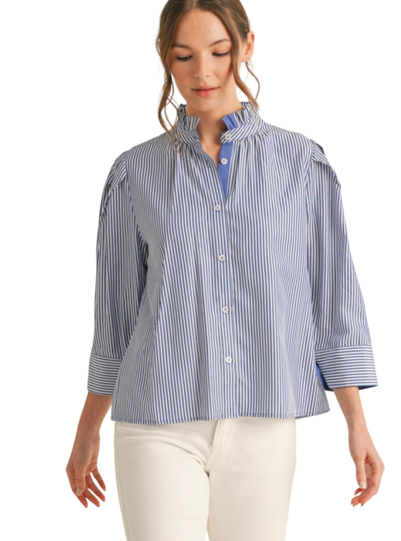 Ladies Blue Striped Blouse