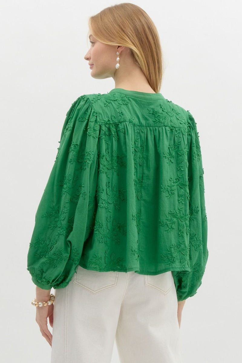 Ladies Kelly Green Appliqué Blouse