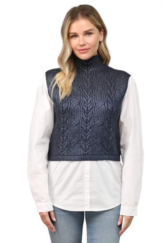 Ladies Sweater Vest/Oxford Top