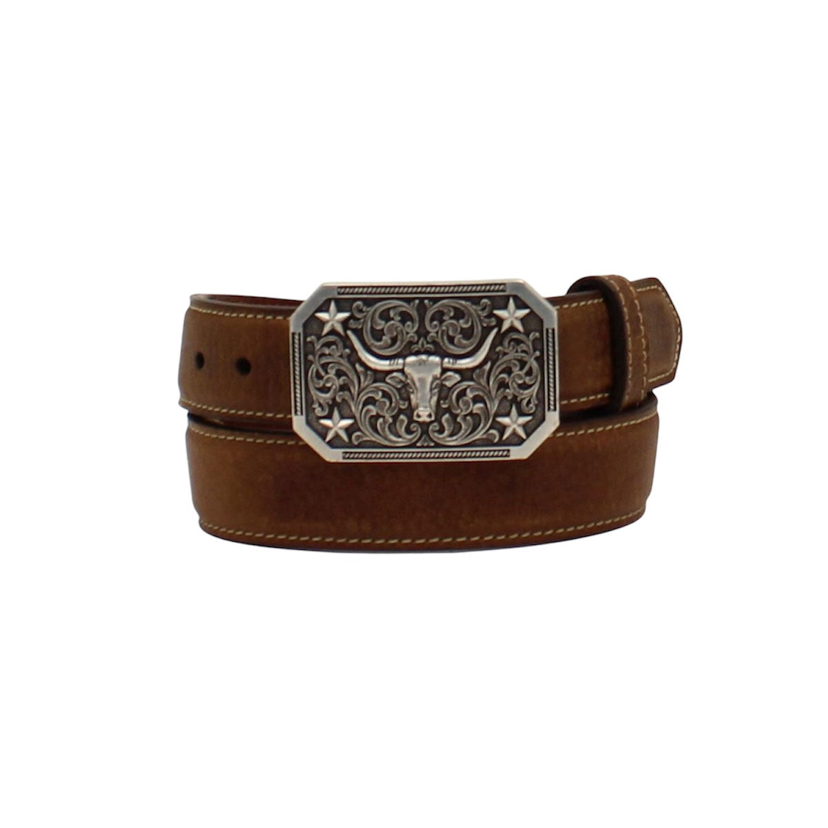 Boys 3D 1 1/4" Brown Long Horn Buckle