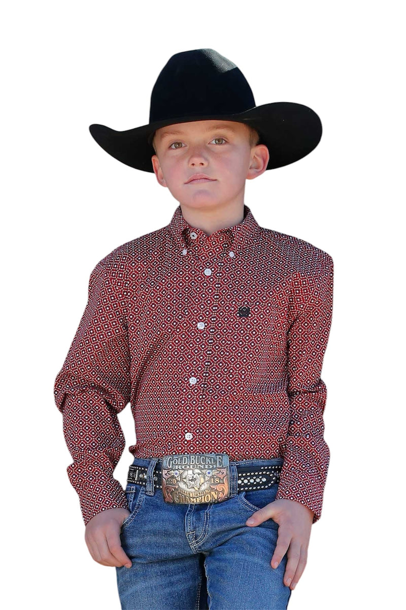 Boy's Cinch Red Western Shirt