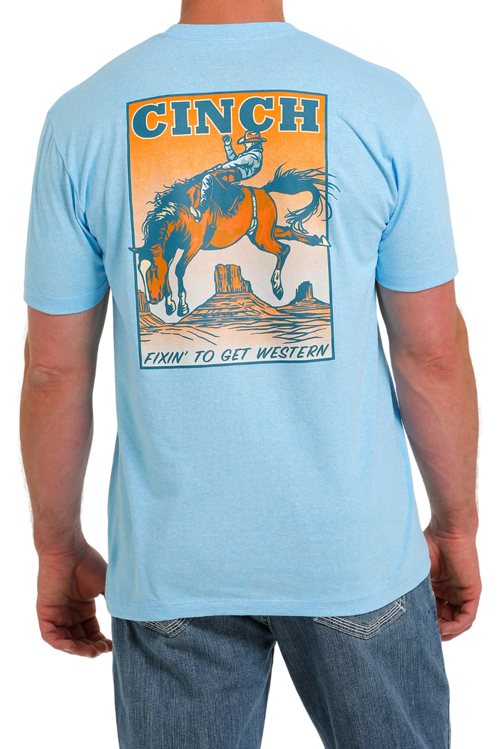 Men's Cinch Short Sleeve Tee Heather Light Blue