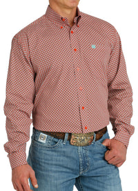 Men's Cinch Red Print Western Shirt