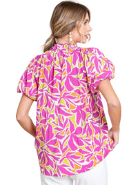 Ladies Hot Pink Floral Top