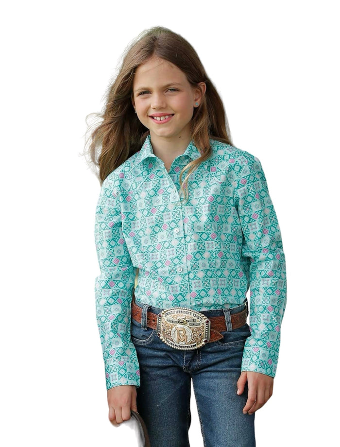 Girl's Cinch Turquoise/Pink Western Shirt