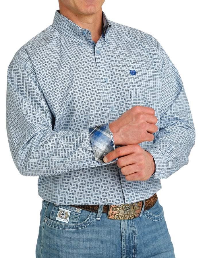 Men's Cinch Light Blue Pattern Western Shirt