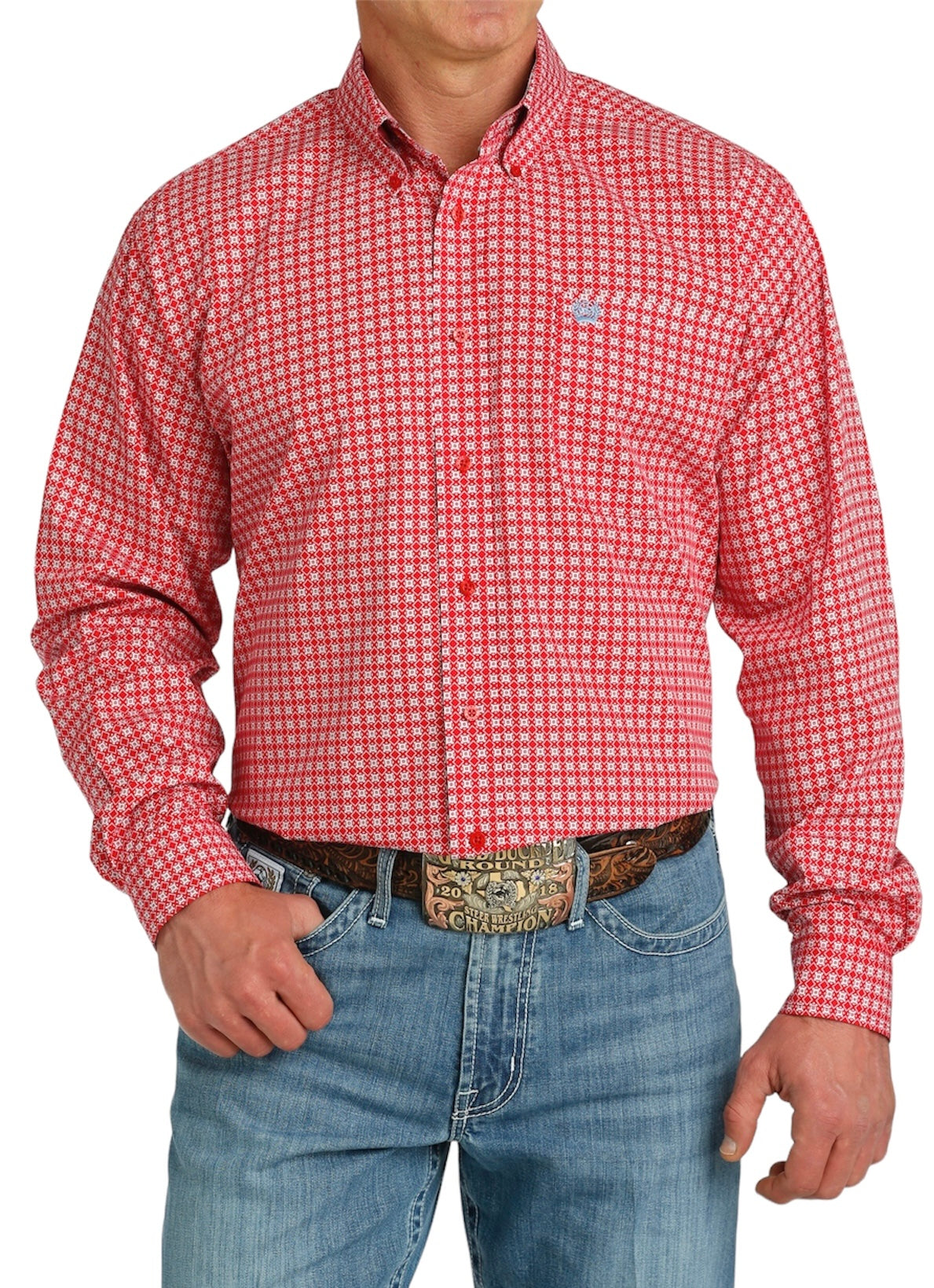 Men's Cinch Red Print Western Shirt