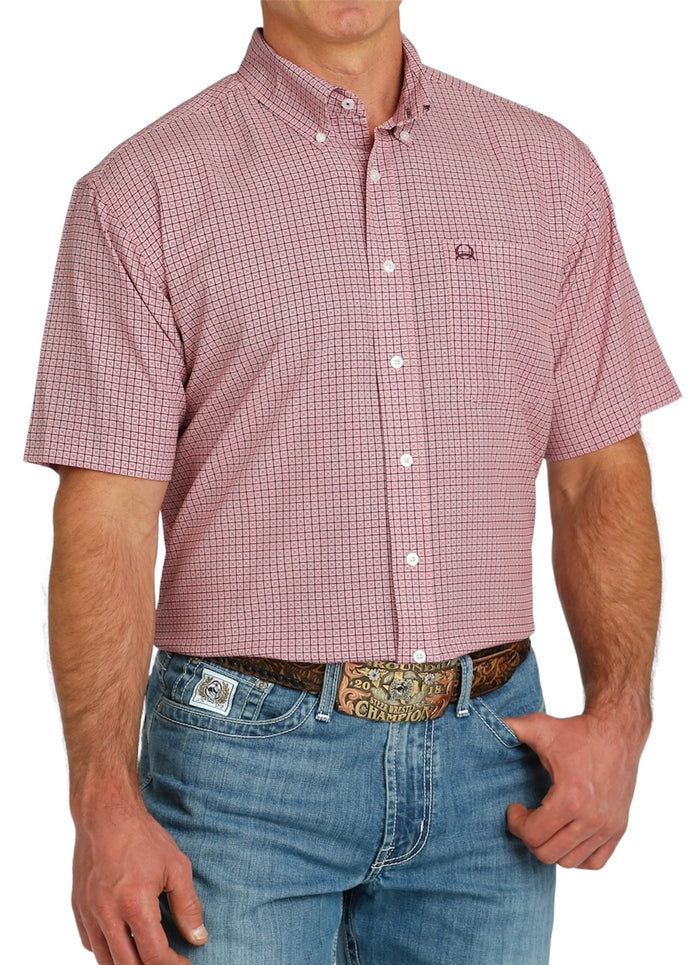 Men's Cinch Arenaflex Light Burgundy/Rose Short Sleeve Shirt