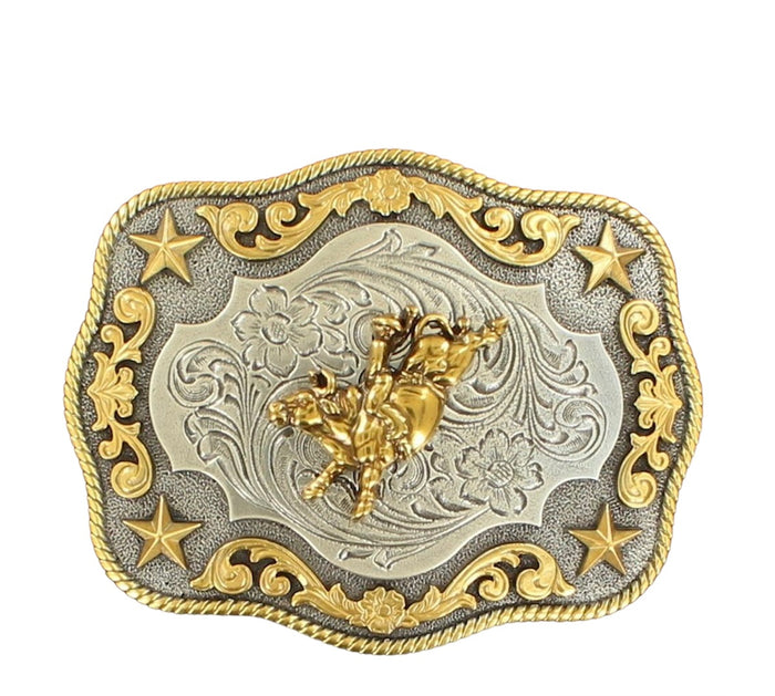 Nocona Antique Silver/Gold Bull Buckle