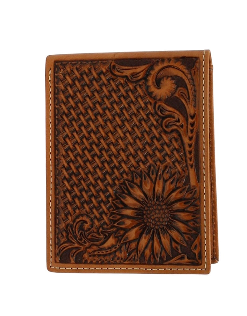 Nocona Sunflower Tan Basketweave Bifold Wallet