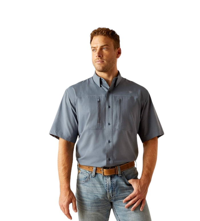 Men's Ariat Venttek Newsboy Blue Short Sleeve Shirt