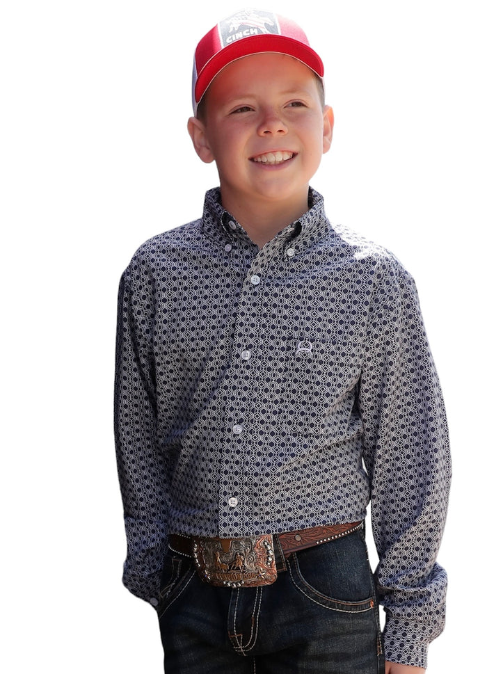 Boy's Cinch Hexagon Pattern Shirt