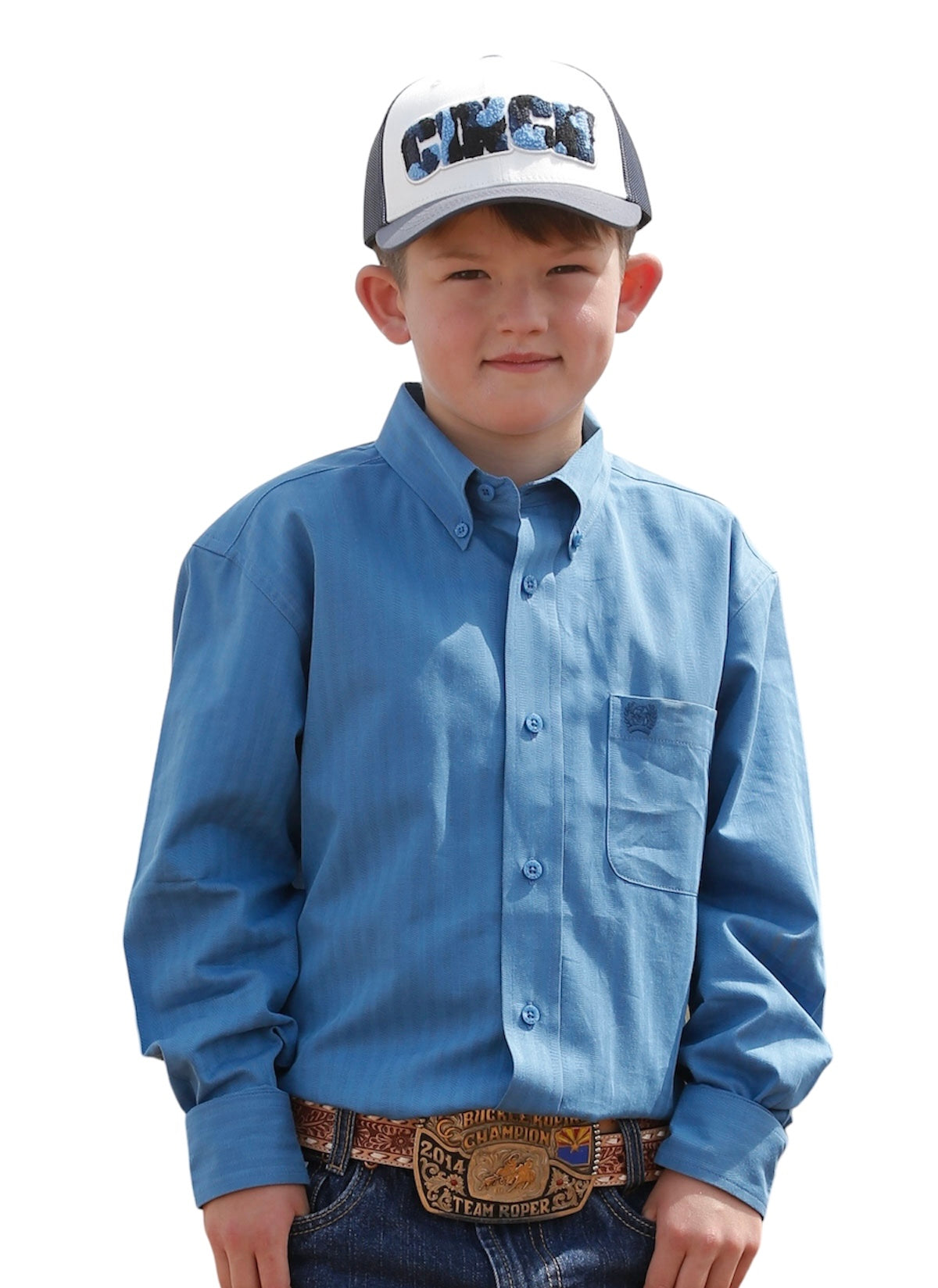 Boy's Cinch Blue Subtle Stripe Shirt