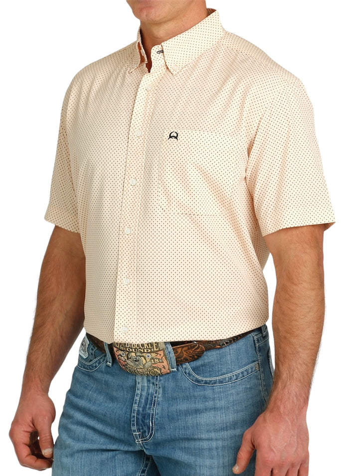 Men's Cinch Arenaflex Light Peach Short Sleeve Shirt
