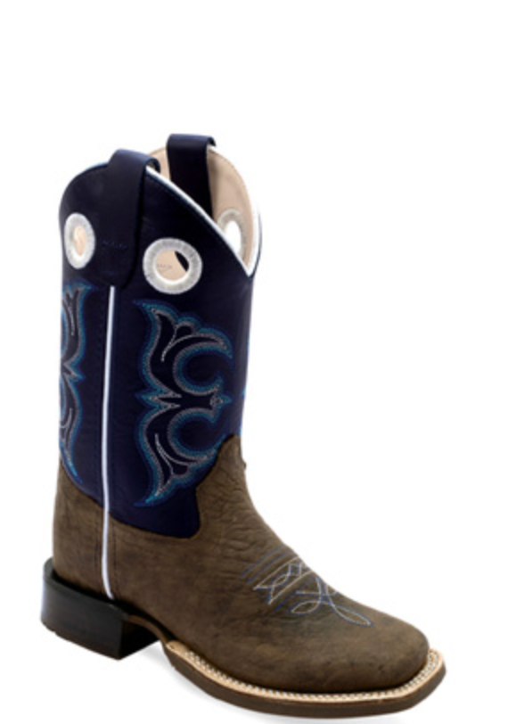 Kid's Old West Square Toe Blue Top Boot