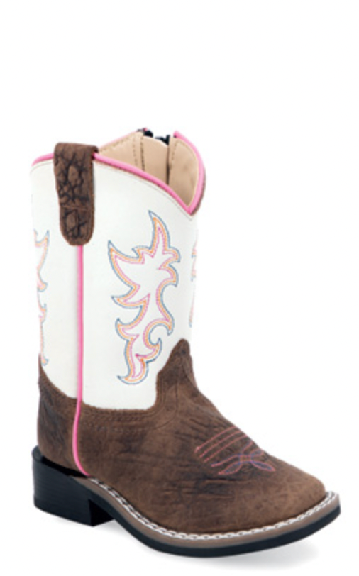 Little Girl Old West Pink/White Boots