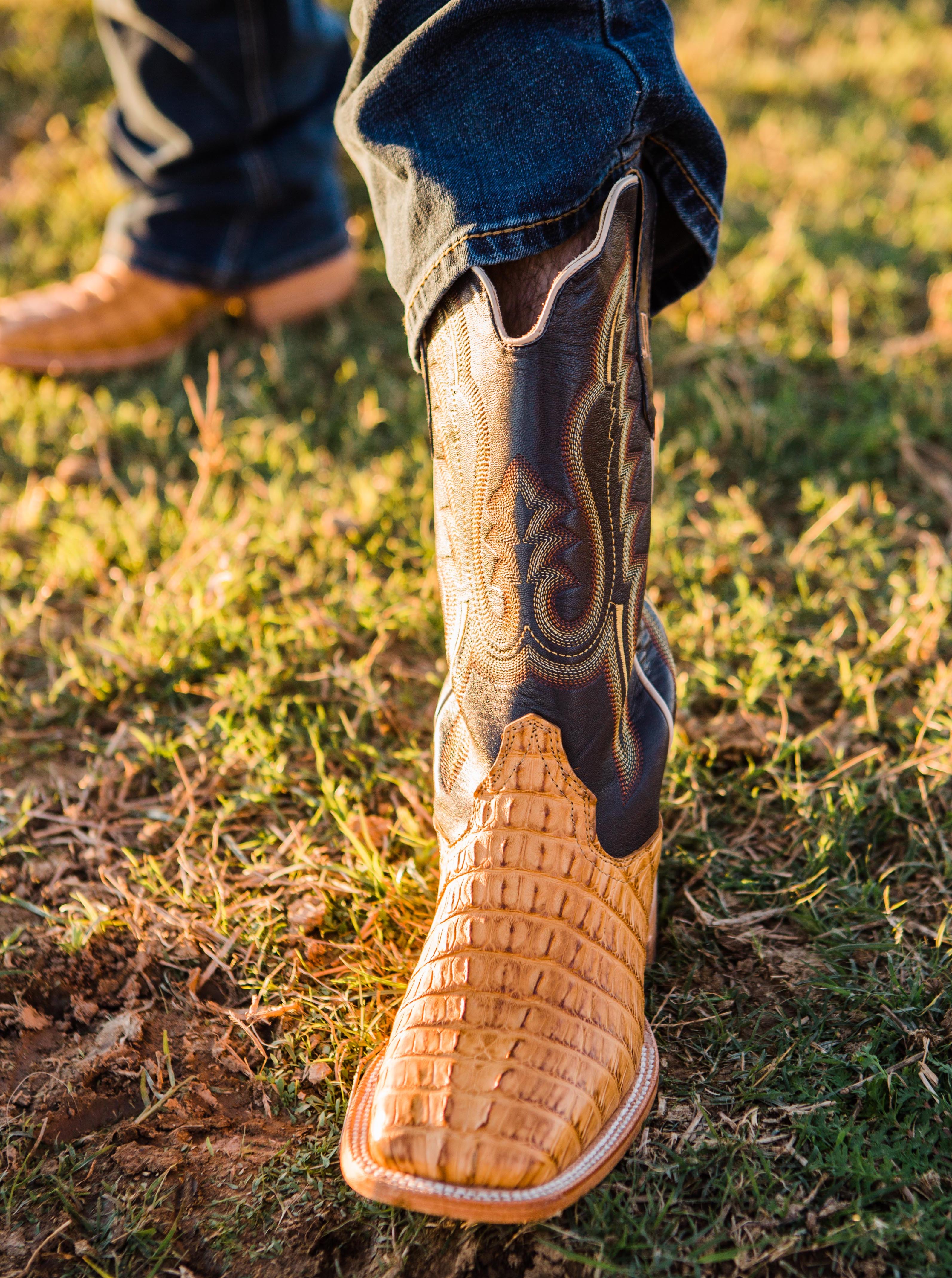 Men s R. Watson Saddle Hornback Caiman Tail Boot Frey Outfitters