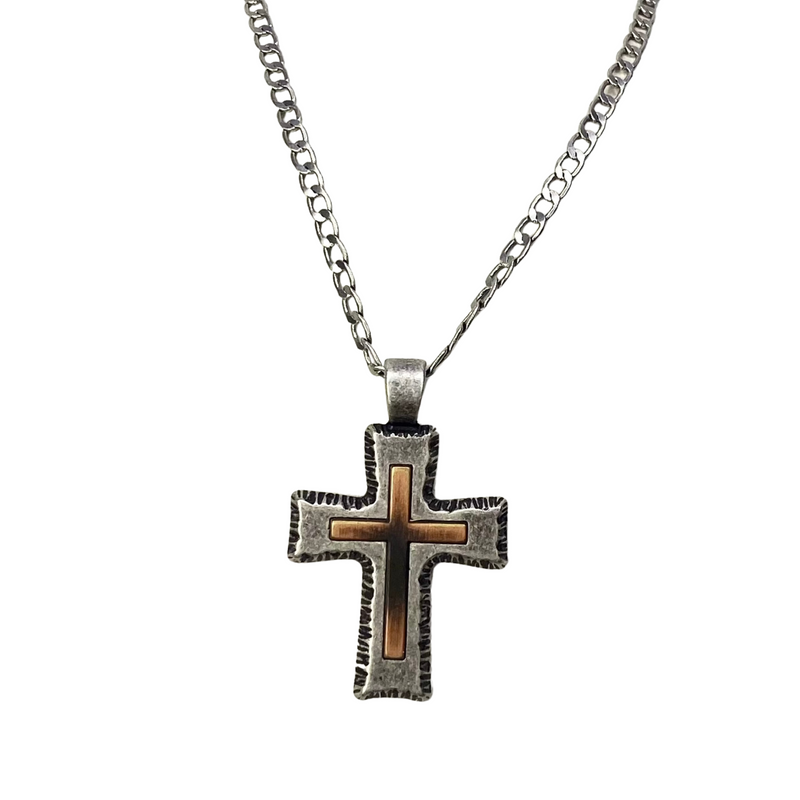 Twister 22" Nickel Cross Necklace